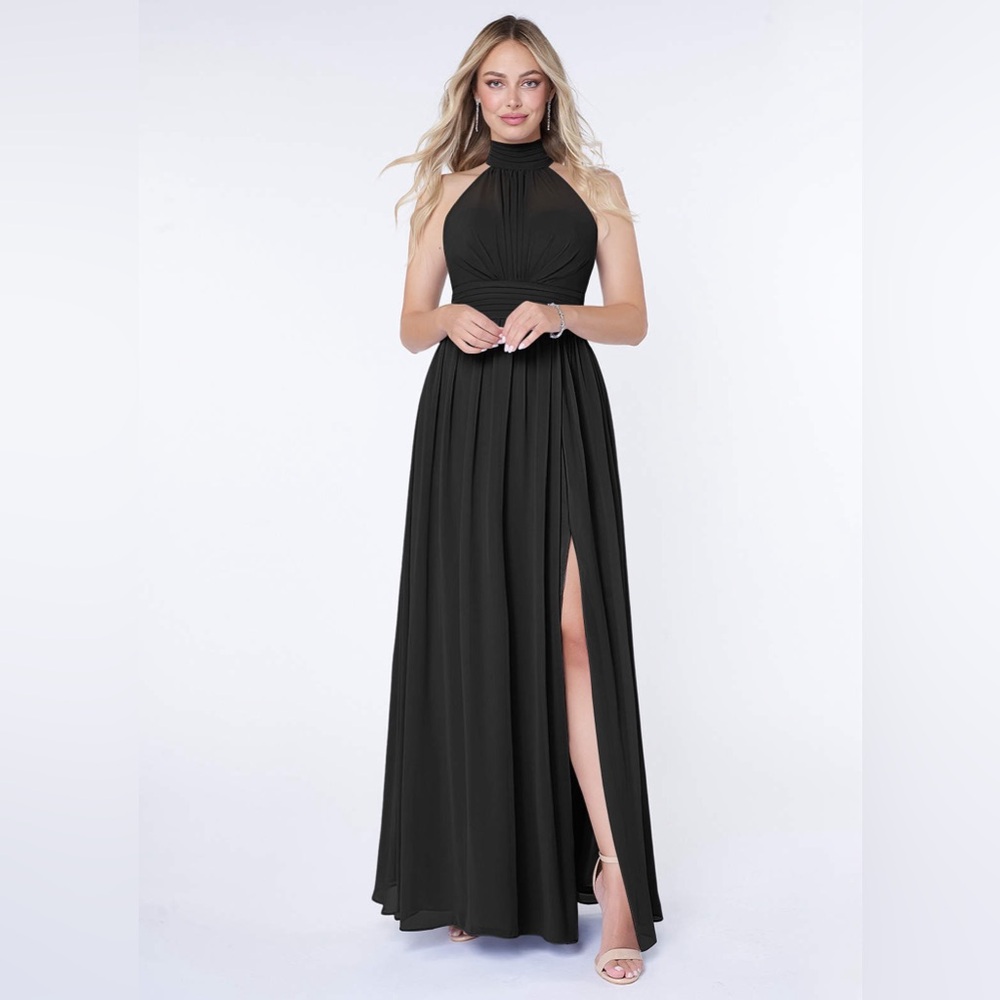 Azazie Iman Black Bridesmaid Dress Size 12